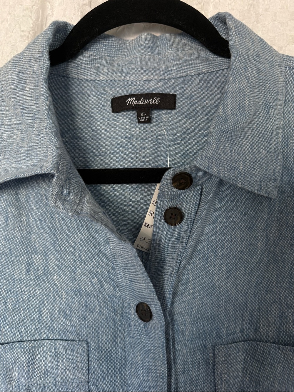 Madewell Relaxed Mini Shirtdress 100% Linen Sunfaded Blue XL NWT - Picture 3 of 8